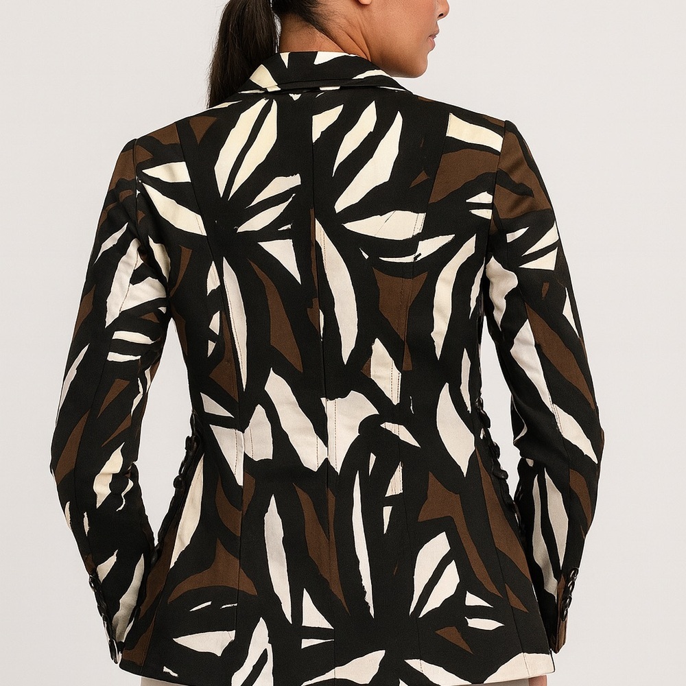 Cache Abstract Black Brown Beige Blazer Jacket – Women’s Size Medium - Picture 8 of 8